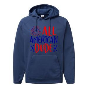 4th Of July Family Couples Matching Cute Gift All American Dude Cool Gift Performance Fleece Hoodie