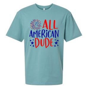 4th Of July Family Couples Matching Cute Gift All American Dude Cool Gift Sueded Cloud Jersey T-Shirt