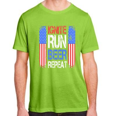 4th Of July Ignite Run Beer Repeat American Flag Gift Adult ChromaSoft Performance T-Shirt