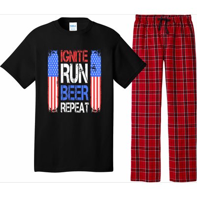 4th Of July Ignite Run Beer Repeat American Flag Gift Pajama Set