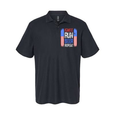 4th Of July Ignite Run Beer Repeat American Flag Gift Softstyle Adult Sport Polo