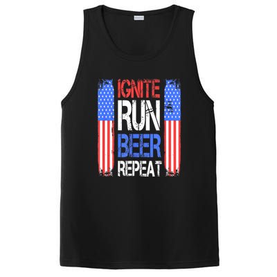 4th Of July Ignite Run Beer Repeat American Flag Gift PosiCharge Competitor Tank