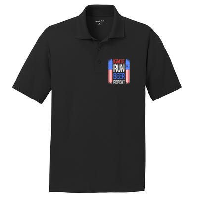 4th Of July Ignite Run Beer Repeat American Flag Gift PosiCharge RacerMesh Polo