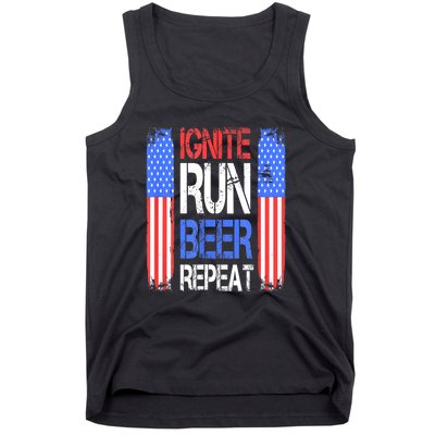 4th Of July Ignite Run Beer Repeat American Flag Gift Tank Top