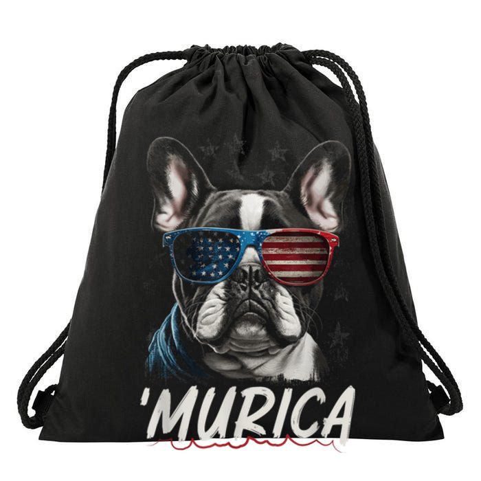 4th Of July Bald Eagle Mullet Murica Usa Dog Usa Merica 2024 Drawstring Bag