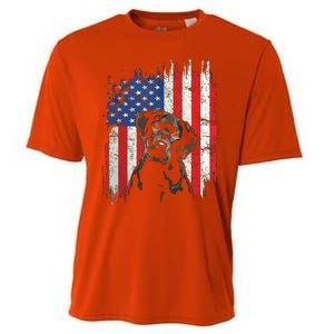 4th Of July Labrador American Flag Patriotic Chocolate Lab Cooling Performance Crew T-Shirt