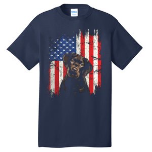 4th Of July Labrador American Flag Patriotic Chocolate Lab Tall T-Shirt