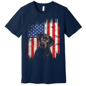 4th Of July Labrador American Flag Patriotic Chocolate Lab Premium T-Shirt