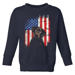 4th Of July Labrador American Flag Patriotic Chocolate Lab Toddler Sweatshirt