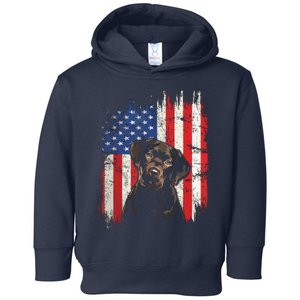 4th Of July Labrador American Flag Patriotic Chocolate Lab Toddler Hoodie