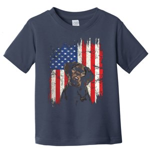 4th Of July Labrador American Flag Patriotic Chocolate Lab Toddler T-Shirt