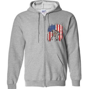 4th Of July Labrador American Flag Patriotic Chocolate Lab Full Zip Hoodie