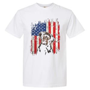 4th Of July Labrador American Flag Patriotic Chocolate Lab Garment-Dyed Heavyweight T-Shirt