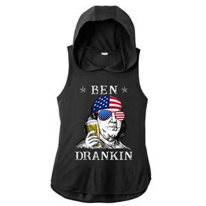 4Th Of July Ben Drankin Benjamin Franklin Beer Ladies PosiCharge Tri-Blend Wicking Draft Hoodie Tank