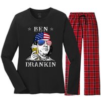 4Th Of July Ben Drankin Benjamin Franklin Beer Women's Long Sleeve Flannel Pajama Set 