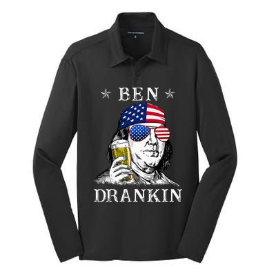 4Th Of July Ben Drankin Benjamin Franklin Beer Silk Touch Performance Long Sleeve Polo