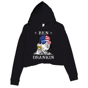 4Th Of July Ben Drankin Benjamin Franklin Beer Crop Fleece Hoodie