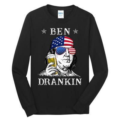 4Th Of July Ben Drankin Benjamin Franklin Beer Tall Long Sleeve T-Shirt