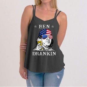 4Th Of July Ben Drankin Benjamin Franklin Beer Women's Strappy Tank