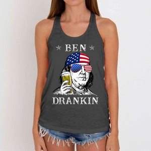 4Th Of July Ben Drankin Benjamin Franklin Beer Women's Knotted Racerback Tank