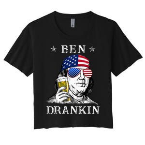 4Th Of July Ben Drankin Benjamin Franklin Beer Women's Crop Top Tee