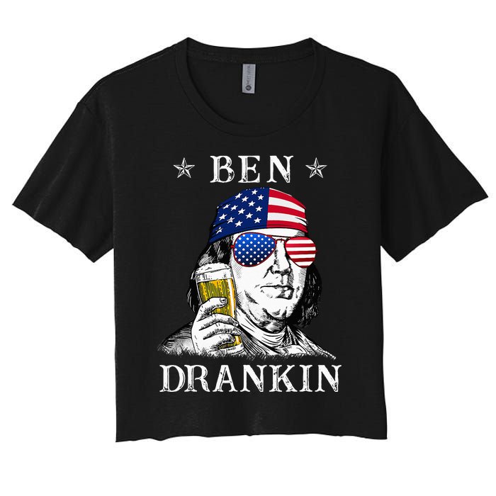 4Th Of July Ben Drankin Benjamin Franklin Beer Women's Crop Top Tee