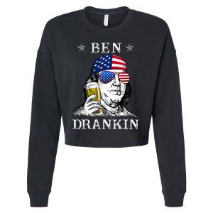 4Th Of July Ben Drankin Benjamin Franklin Beer Cropped Pullover Crew