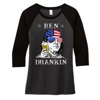 4Th Of July Ben Drankin Benjamin Franklin Beer Women's Tri-Blend 3/4-Sleeve Raglan Shirt