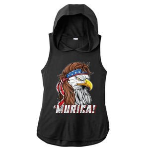 4th Of July Bald Eagle Mullet Murica Usa Usa Merica Ladies PosiCharge Tri-Blend Wicking Draft Hoodie Tank