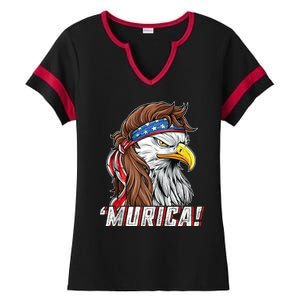 4th Of July Bald Eagle Mullet Murica Usa Usa Merica Ladies Halftime Notch Neck Tee