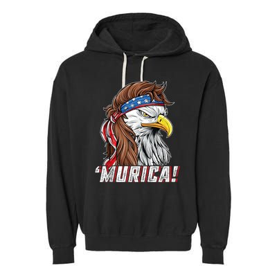 4th Of July Bald Eagle Mullet Murica Usa Usa Merica Garment-Dyed Fleece Hoodie