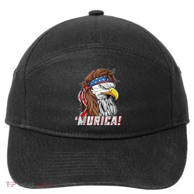 4th Of July Bald Eagle Mullet Murica Usa Usa Merica 7-Panel Snapback Hat