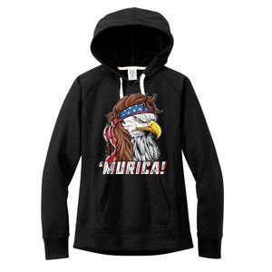 4th Of July Bald Eagle Mullet Murica Usa Usa Merica Women's Fleece Hoodie