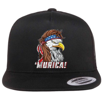 4th Of July Bald Eagle Mullet Murica Usa Usa Merica Flatbill Hat