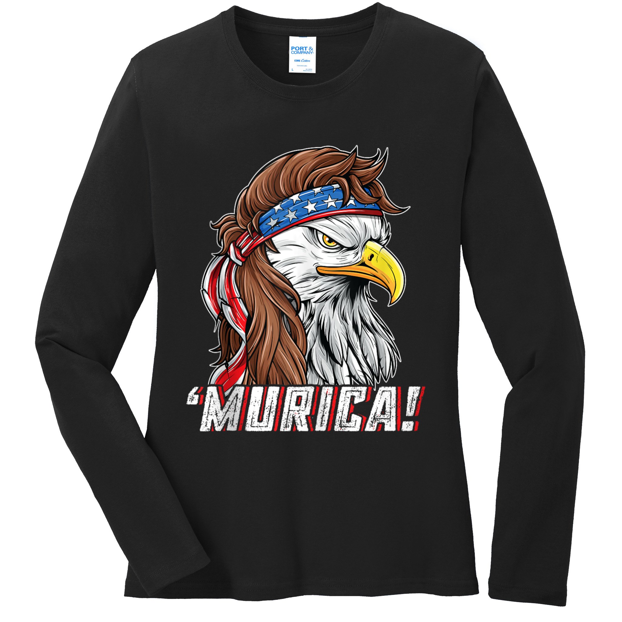 4th Of July Bald Eagle Mullet Murica Usa Usa Merica Ladies Long Sleeve Shirt