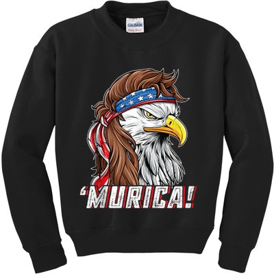 4th Of July Bald Eagle Mullet Murica Usa Usa Merica Kids Sweatshirt