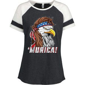 4th Of July Bald Eagle Mullet Murica Usa Usa Merica Enza Ladies Jersey Colorblock Tee