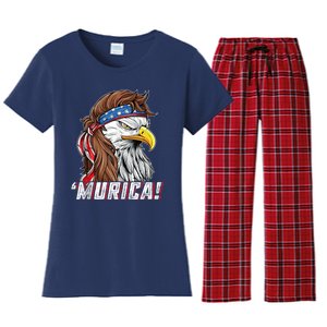 4th Of July Bald Eagle Mullet Murica Usa Usa Merica Women's Flannel Pajama Set