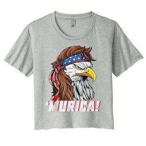 4th Of July Bald Eagle Mullet Murica Usa Usa Merica Women's Crop Top Tee