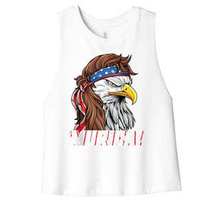 4th Of July Bald Eagle Mullet Murica Usa Usa Merica Women's Racerback Cropped Tank