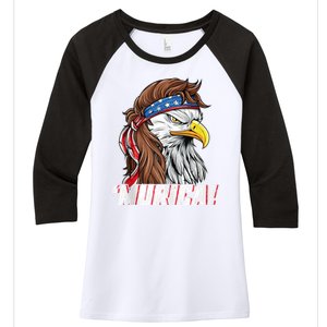 4th Of July Bald Eagle Mullet Murica Usa Usa Merica Women's Tri-Blend 3/4-Sleeve Raglan Shirt