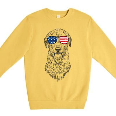 4th Of July Irish Wolfhound Dog Patriotic Usa Sunglasses Gift Premium Crewneck Sweatshirt