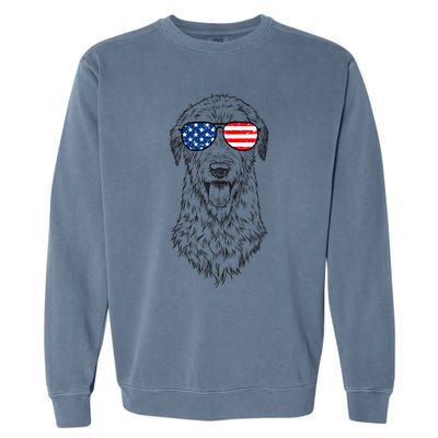 4th Of July Irish Wolfhound Dog Patriotic Usa Sunglasses Gift Garment-Dyed Sweatshirt