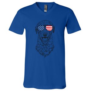 4th Of July Irish Wolfhound Dog Patriotic Usa Sunglasses Gift V-Neck T-Shirt