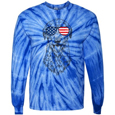 4th Of July Irish Wolfhound Dog Patriotic Usa Sunglasses Gift Tie-Dye Long Sleeve Shirt