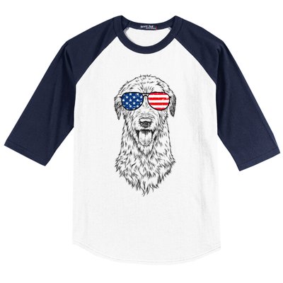 4th Of July Irish Wolfhound Dog Patriotic Usa Sunglasses Gift Baseball Sleeve Shirt