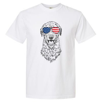 4th Of July Irish Wolfhound Dog Patriotic Usa Sunglasses Gift Garment-Dyed Heavyweight T-Shirt