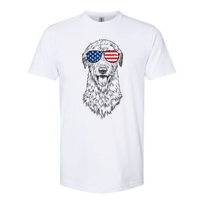 4th Of July Irish Wolfhound Dog Patriotic Usa Sunglasses Gift Softstyle CVC T-Shirt