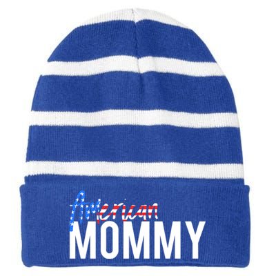 4th Of July Family Design Red White And Blue American Mommy Great Gift Striped Beanie with Solid Band