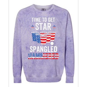 4th Of July Beer Pong Time To Get Star Spangled Hammered Colorblast Crewneck Sweatshirt